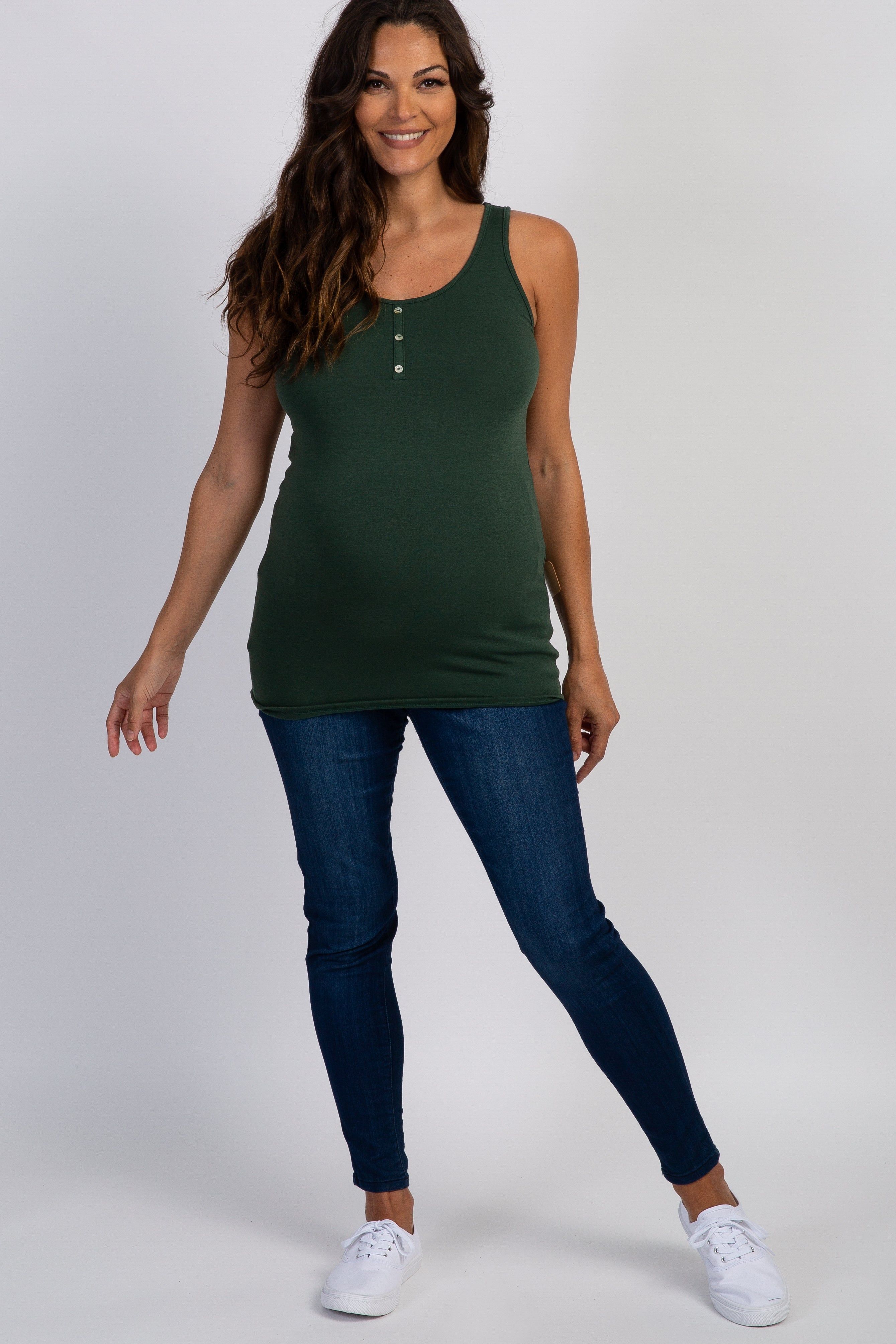 PinkBlush Olive Green Button Accent Maternity Tank Top sold by Pinkblush product image thumbnail 4