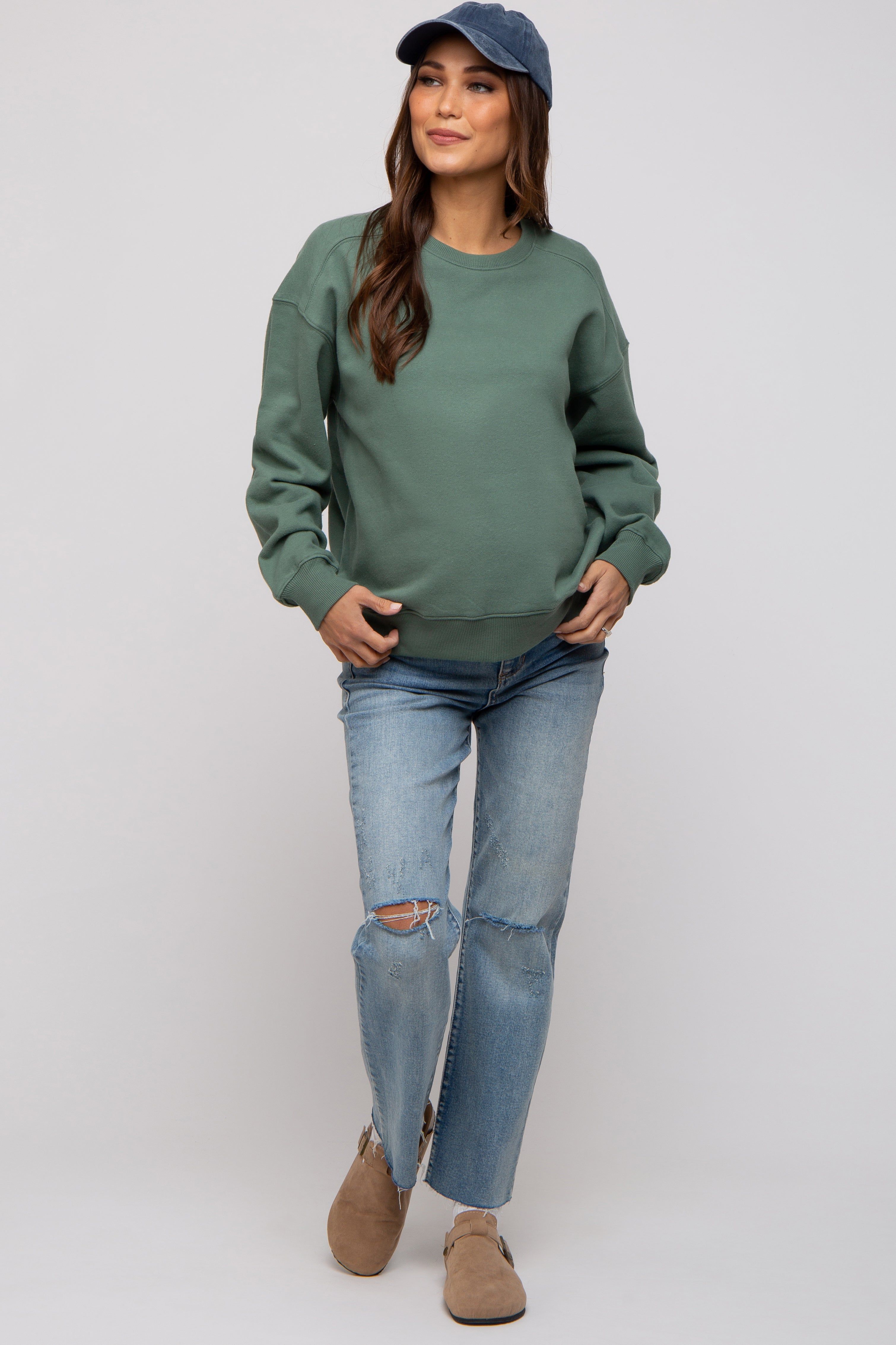 Mint Long Sleeve V-Neck Maternity Top sold by Pinkblush product image thumbnail 2