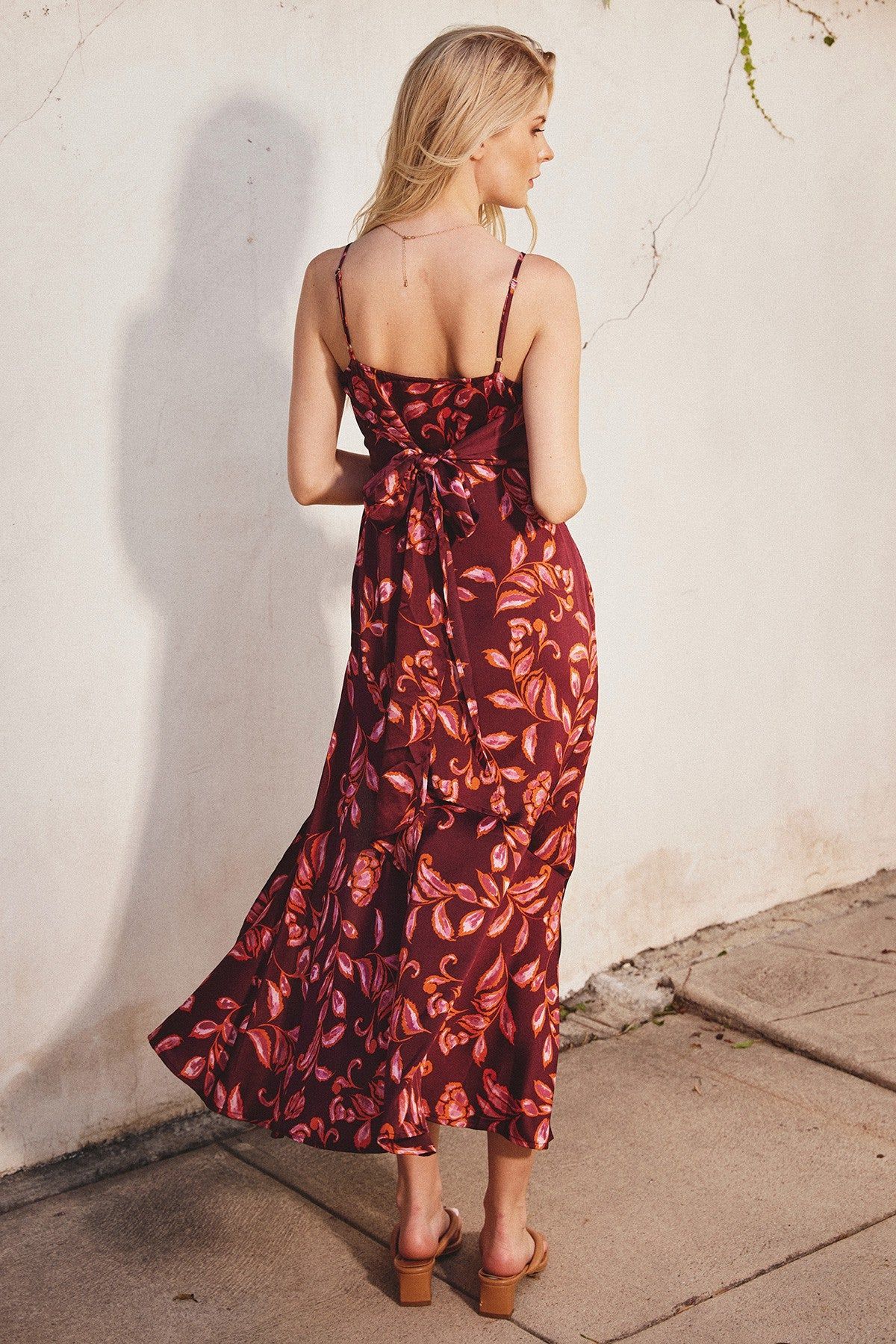 Ruby Wine Tie Back Midi Dress sold by Pinkblush product image thumbnail 3