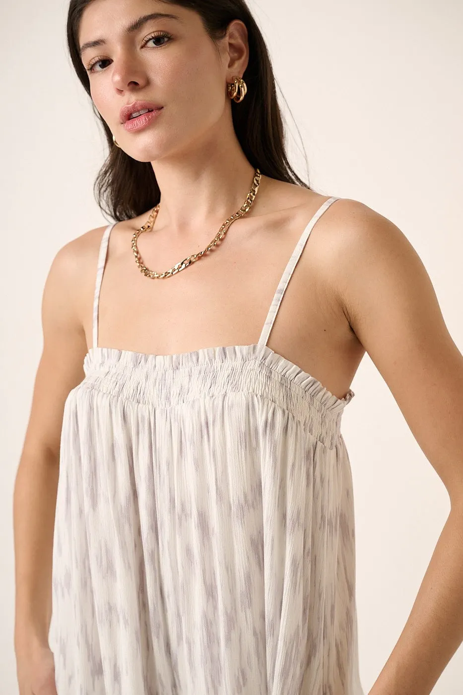 Grey Printed Wide Leg Sleeveless Jumpsuit sold by Pinkblush product image thumbnail 4