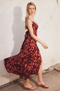 Ruby Wine Tie Back Midi Dress sold by Pinkblush