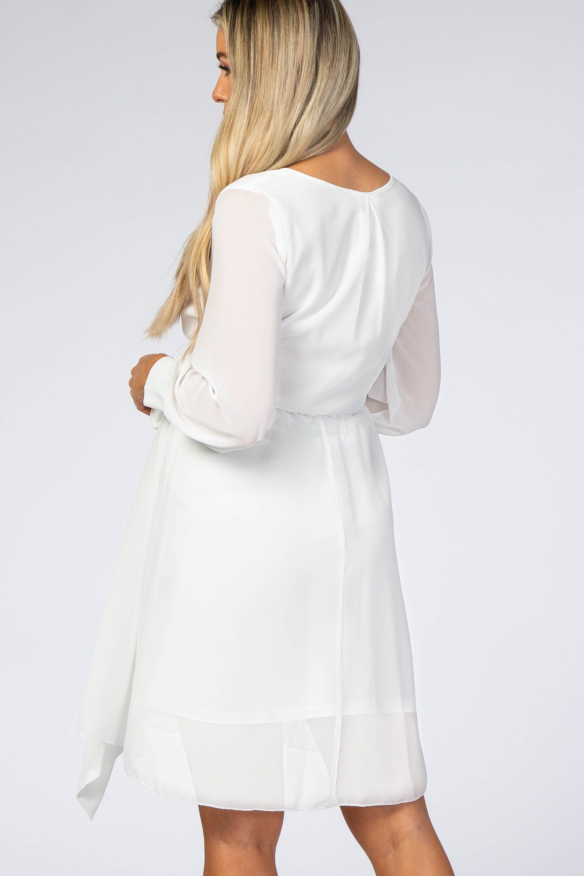 White Chiffon Maternity Wrap Dress sold by Pinkblush product image thumbnail 4