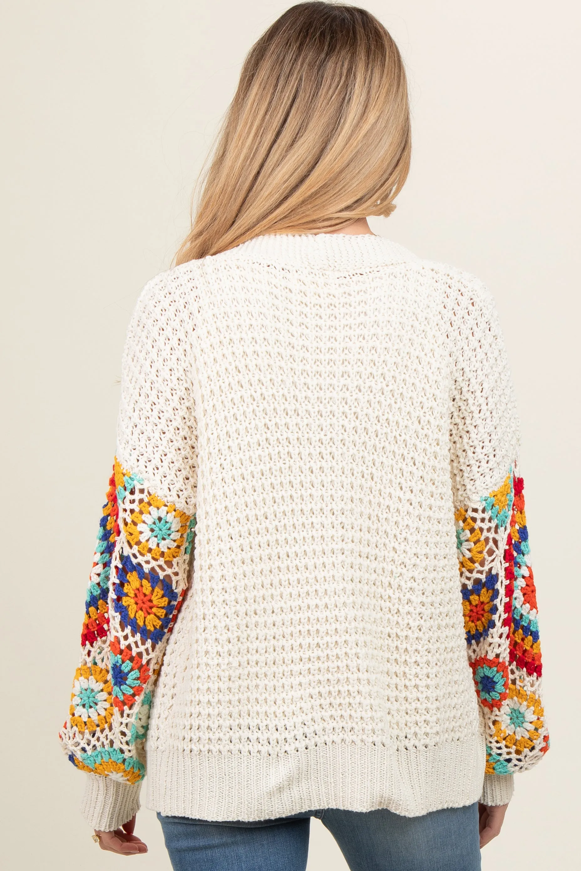 Cream Sleeve Crochet Maternity Cardigan sold by Pinkblush product image thumbnail 4