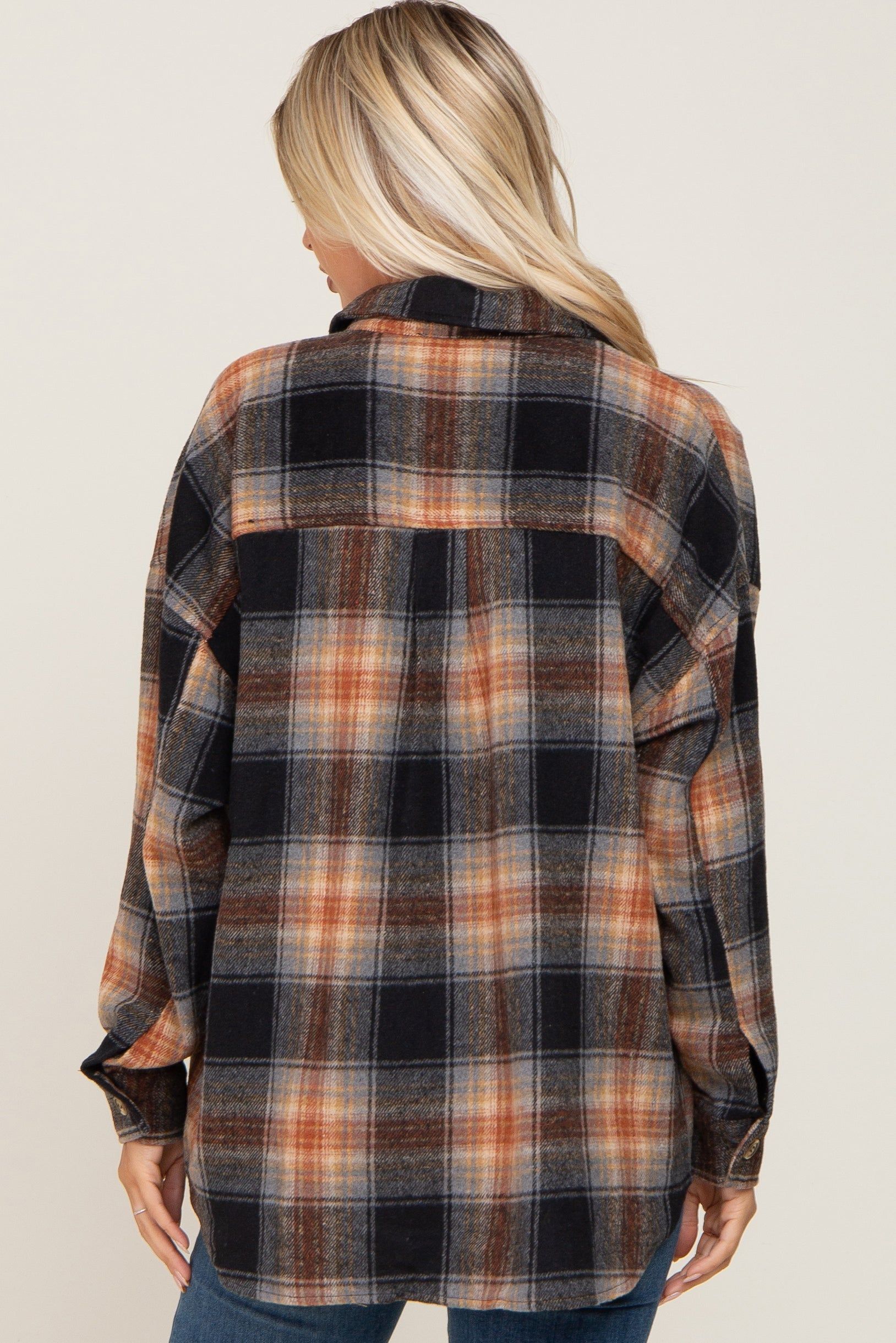 Black Plaid Shirt Jacket sold by Pinkblush product image thumbnail 3