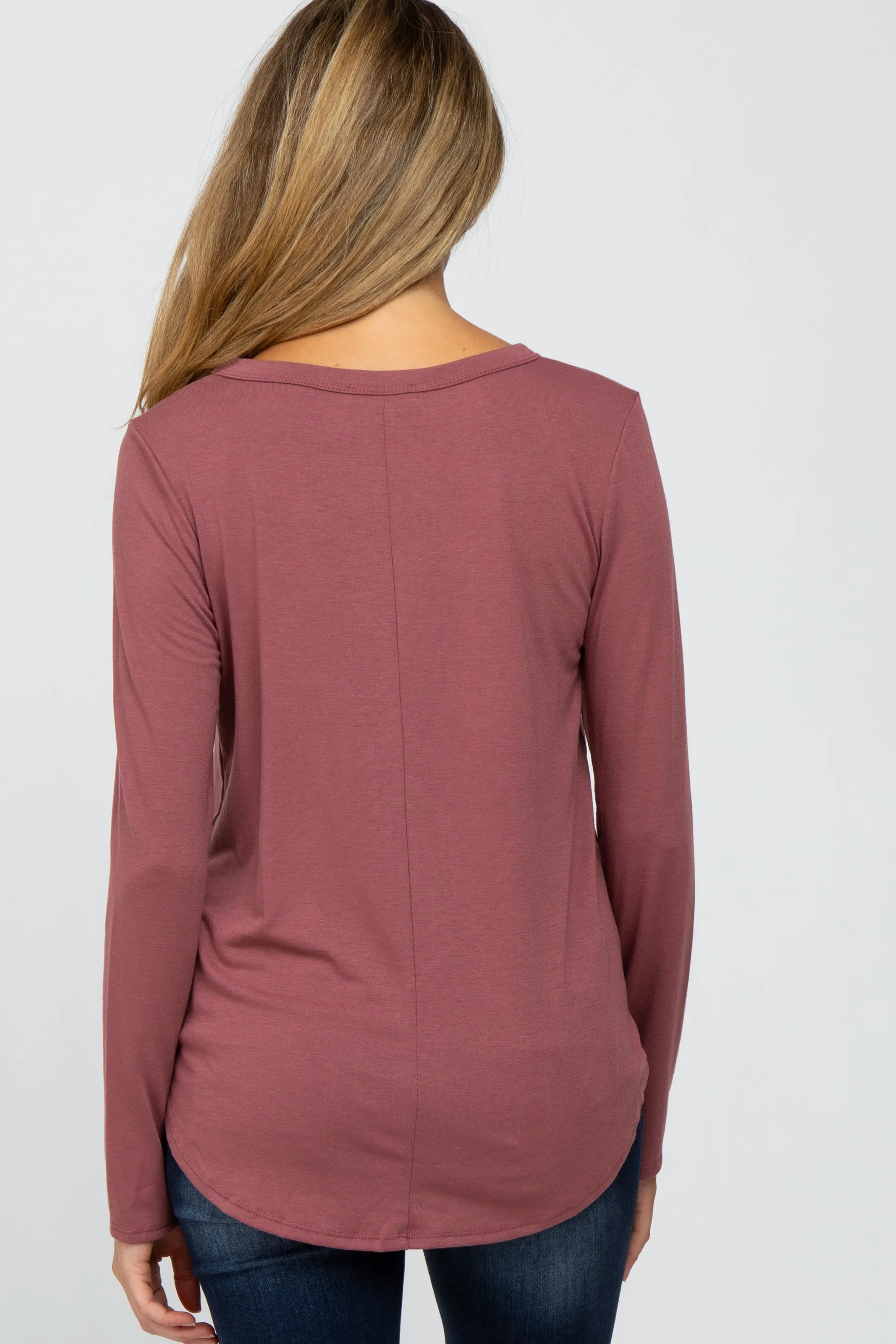 Dark Mauve Basic Maternity Long Sleeve Top sold by Pinkblush product image thumbnail 3