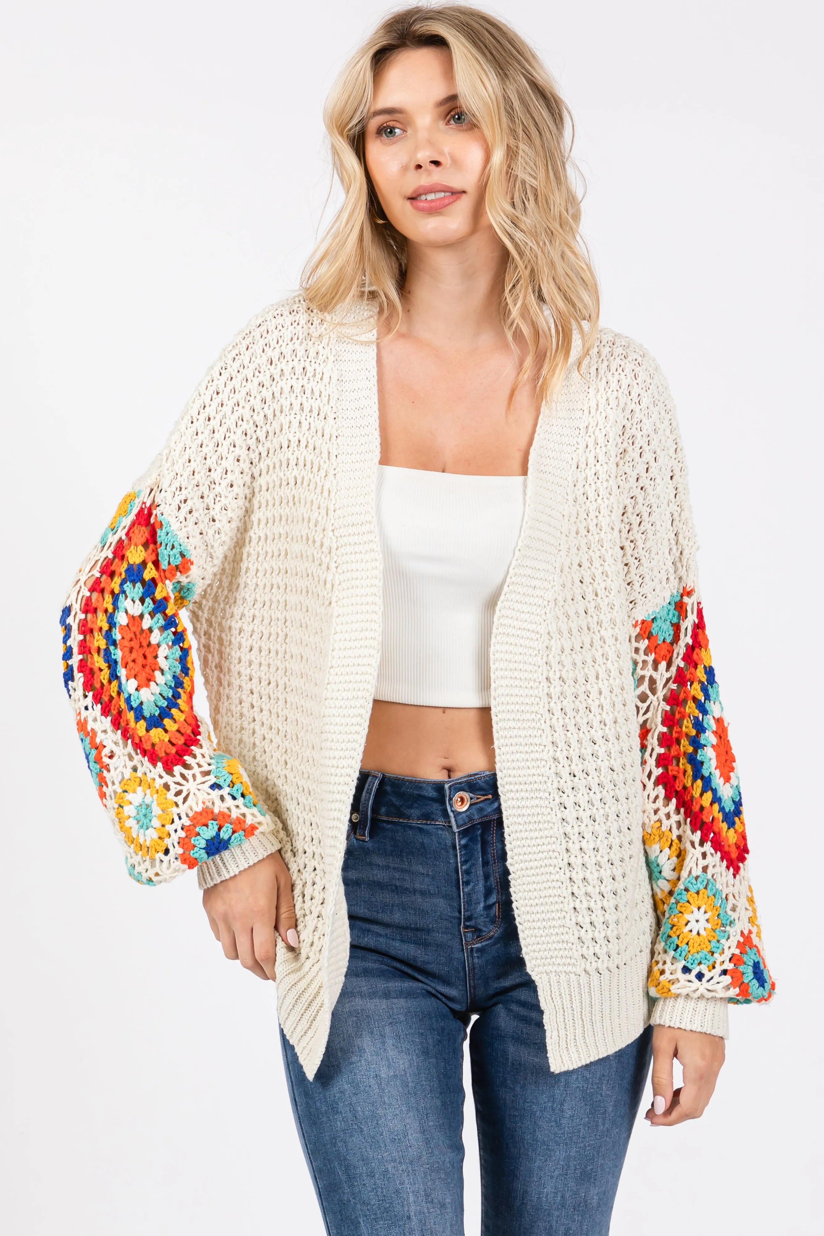 Cream Sleeve Crochet Maternity Cardigan sold by Pinkblush product image thumbnail 5