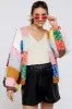 Multicolor Color Block Checkered Thick Knit Maternity Cardigan sold by Pinkblush
