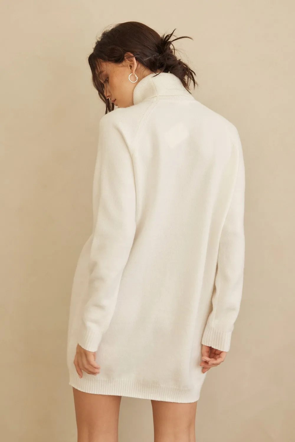 Cream Knit Long Sleeve Turtleneck Sweater Dress sold by Pinkblush product image thumbnail 3