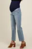 Light Blue Distressed Ankle Bootcut Maternity Jeans sold by Pinkblush