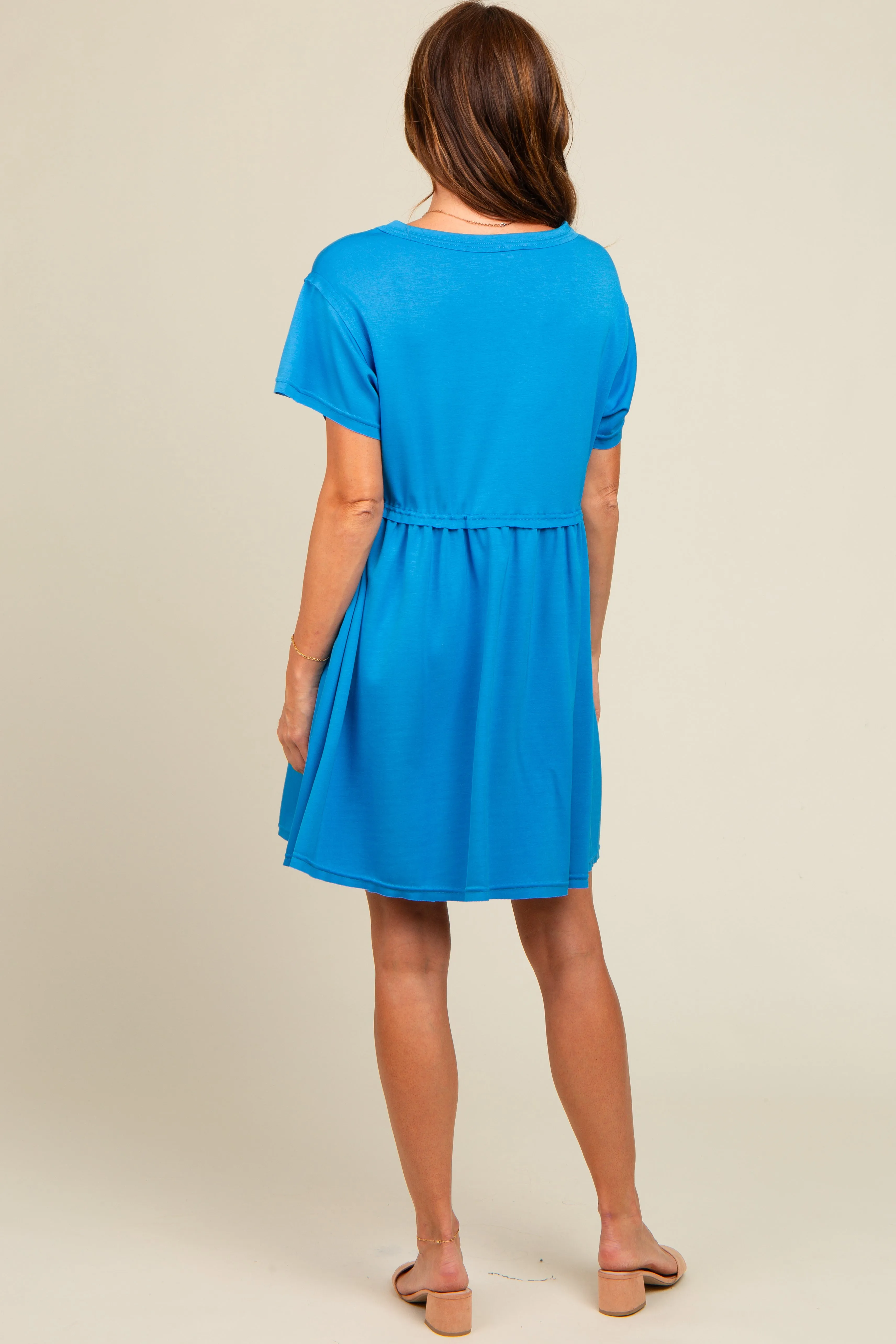 Royal Blue Cut Edge Short Sleeve Dress sold by Pinkblush product image thumbnail 4