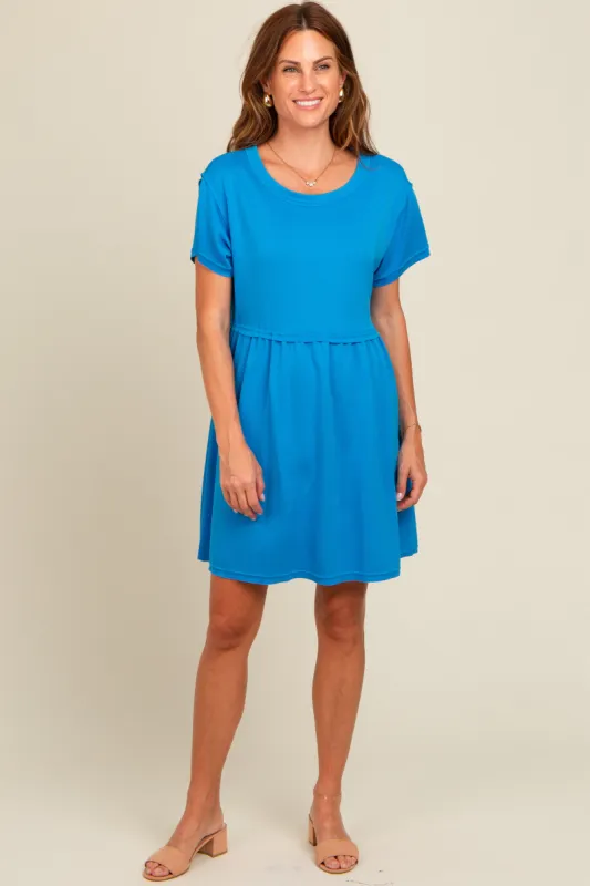 Royal Blue Cut Edge Short Sleeve Dress sold by Pinkblush