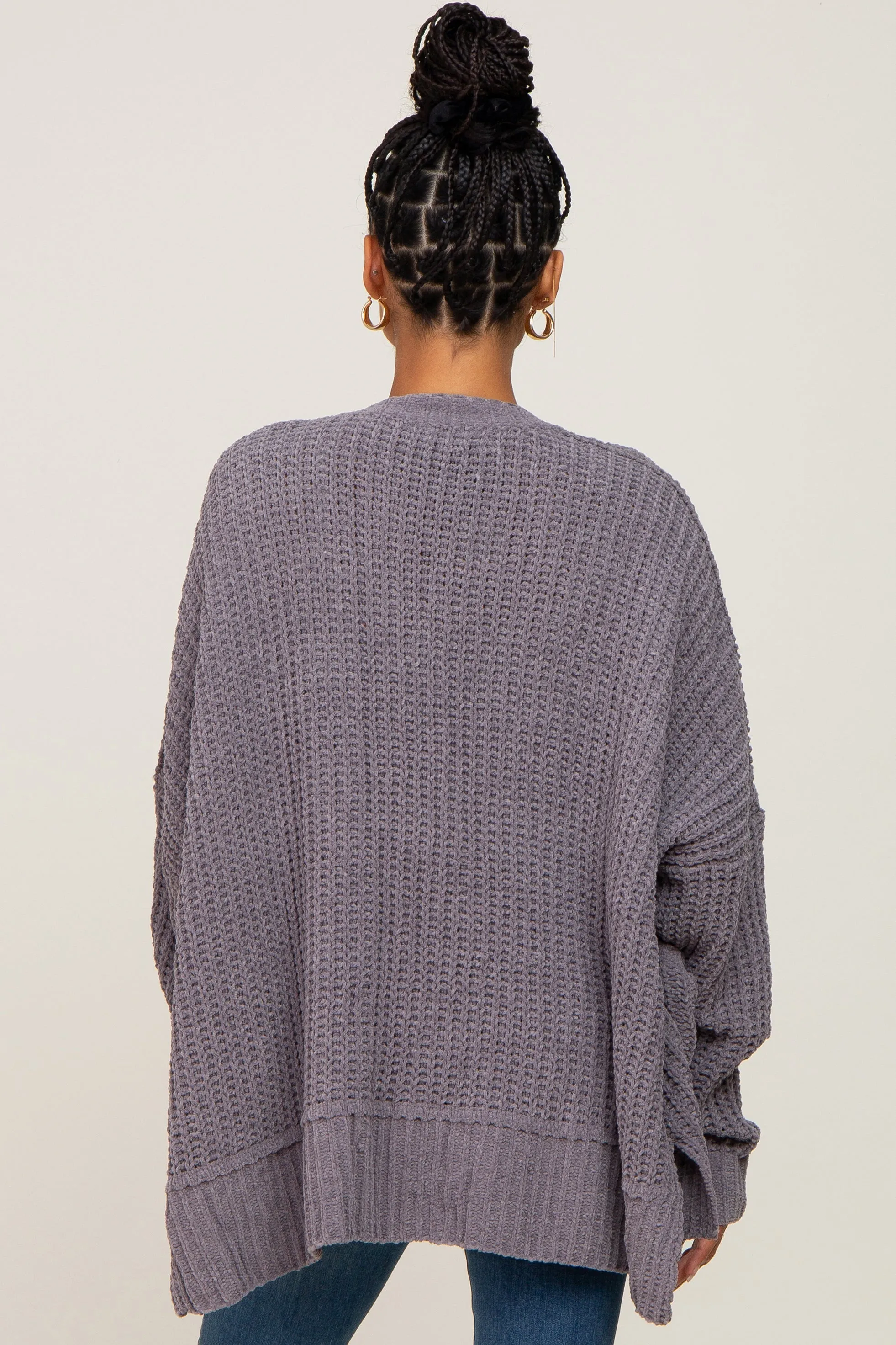 Charcoal Chunky Knit Oversized Cardigan sold by Pinkblush product image thumbnail 3