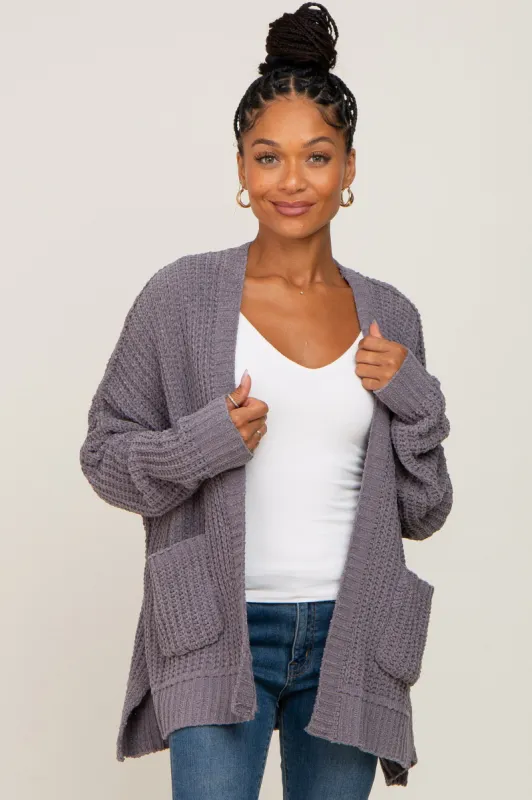 Charcoal Chunky Knit Oversized Cardigan sold by Pinkblush