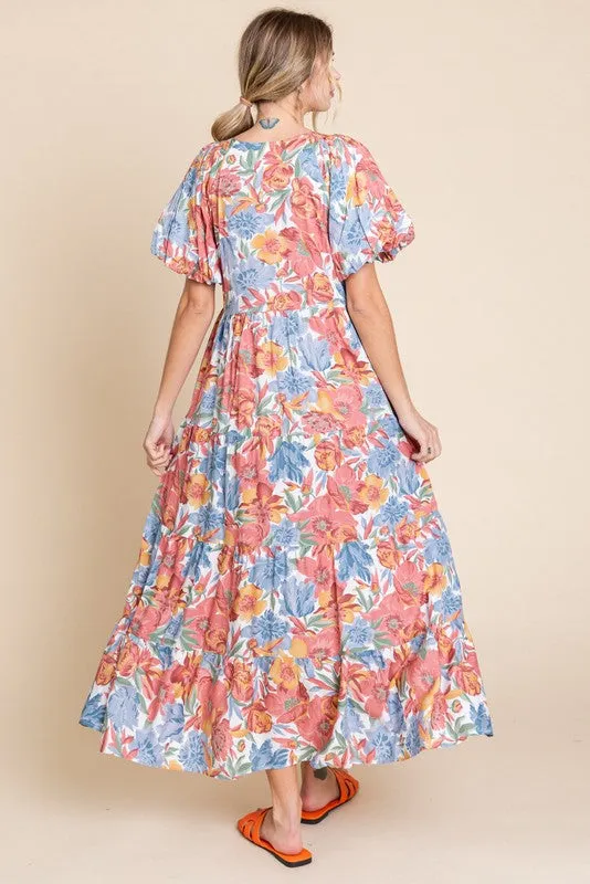 Mauve Floral Print Pocketed Midi Dress sold by Pinkblush product image thumbnail 2