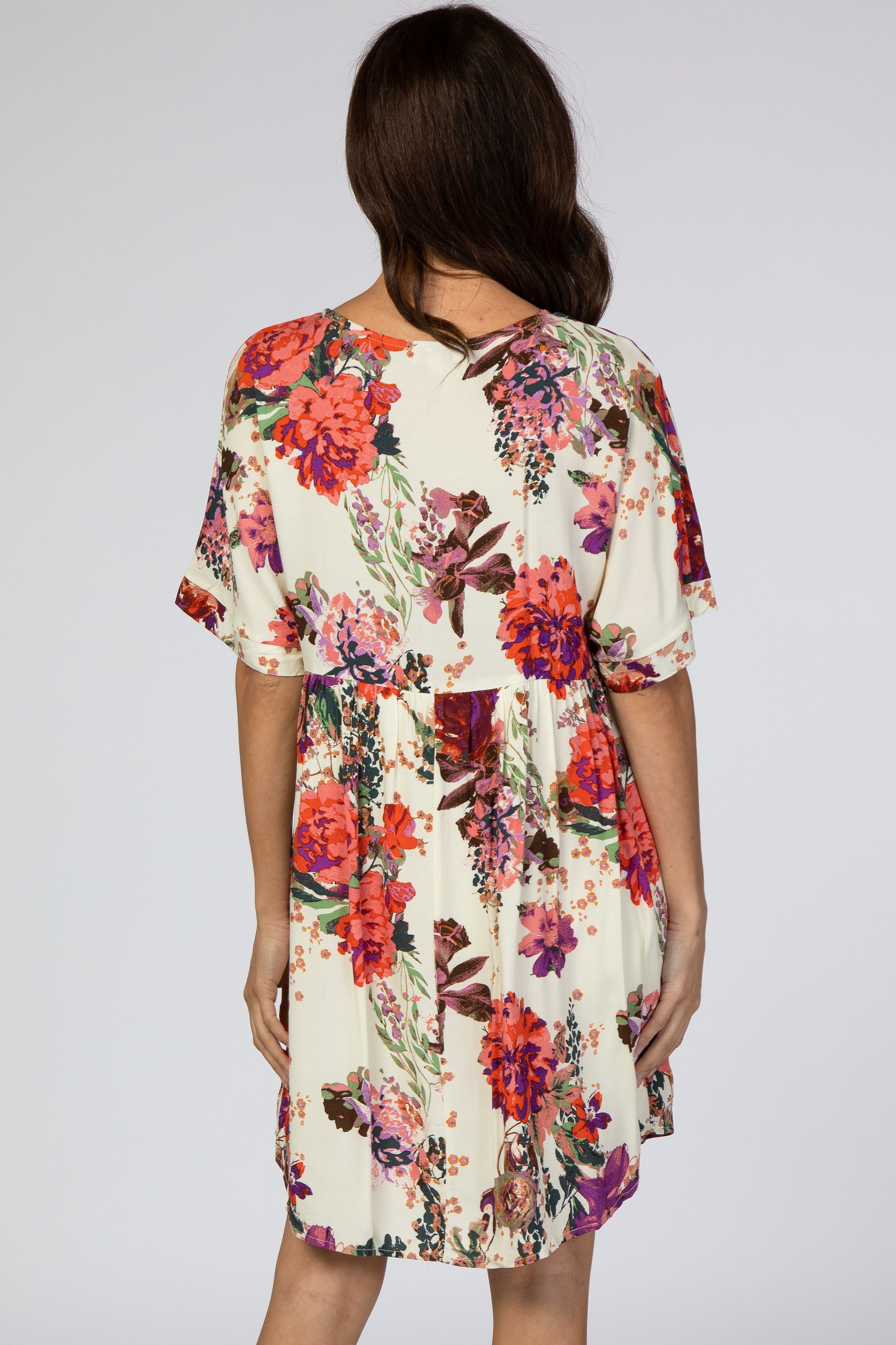 Ivory Floral Short Sleeve Dress sold by Pinkblush product image thumbnail 3