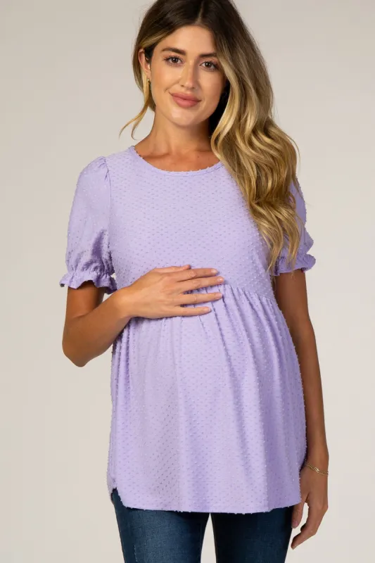 Lavender Swiss Dot Babydoll Maternity Blouse sold by Pinkblush