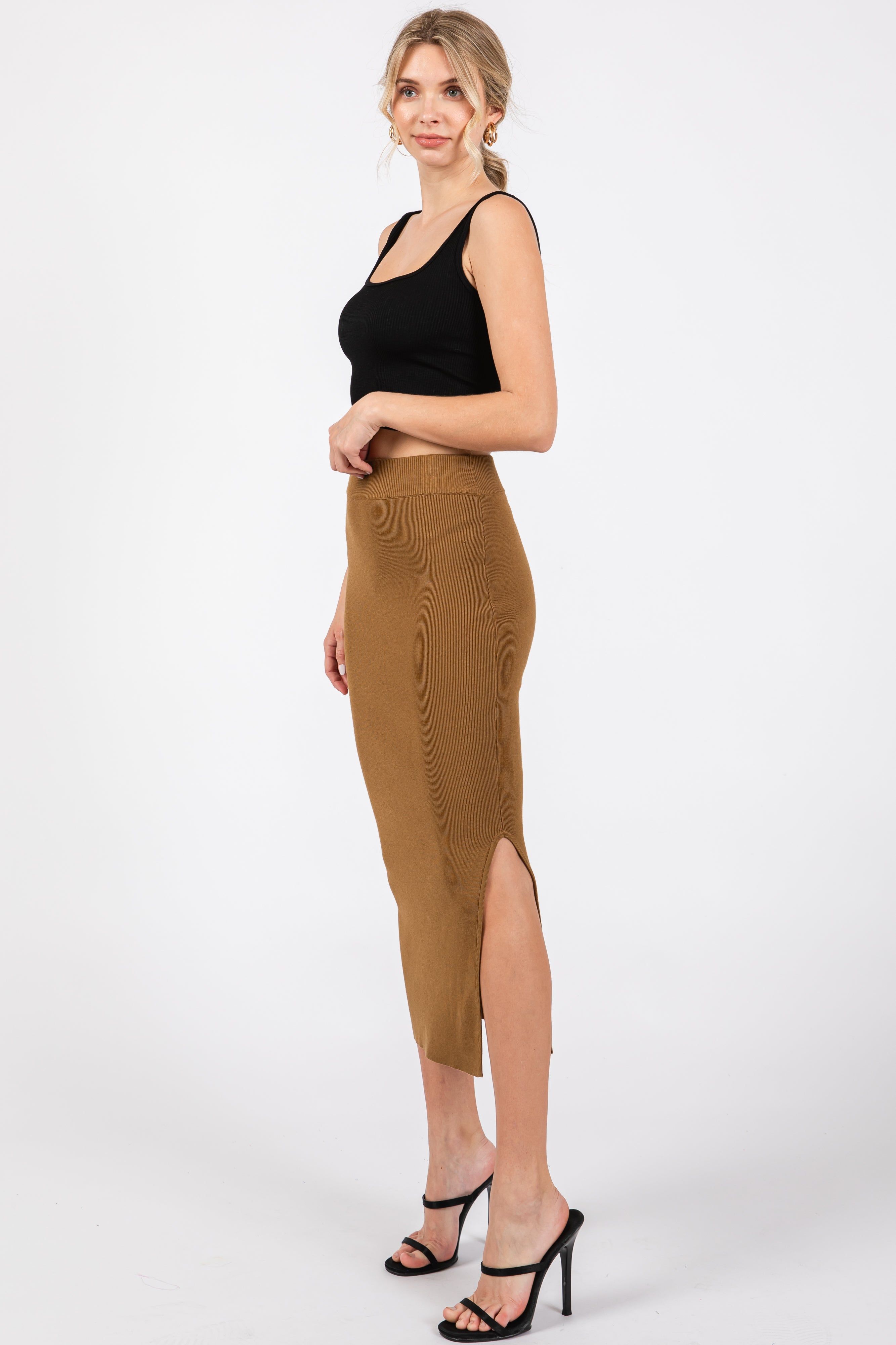 Mocha Rib Knit Midi Skirt sold by Pinkblush product image thumbnail 2