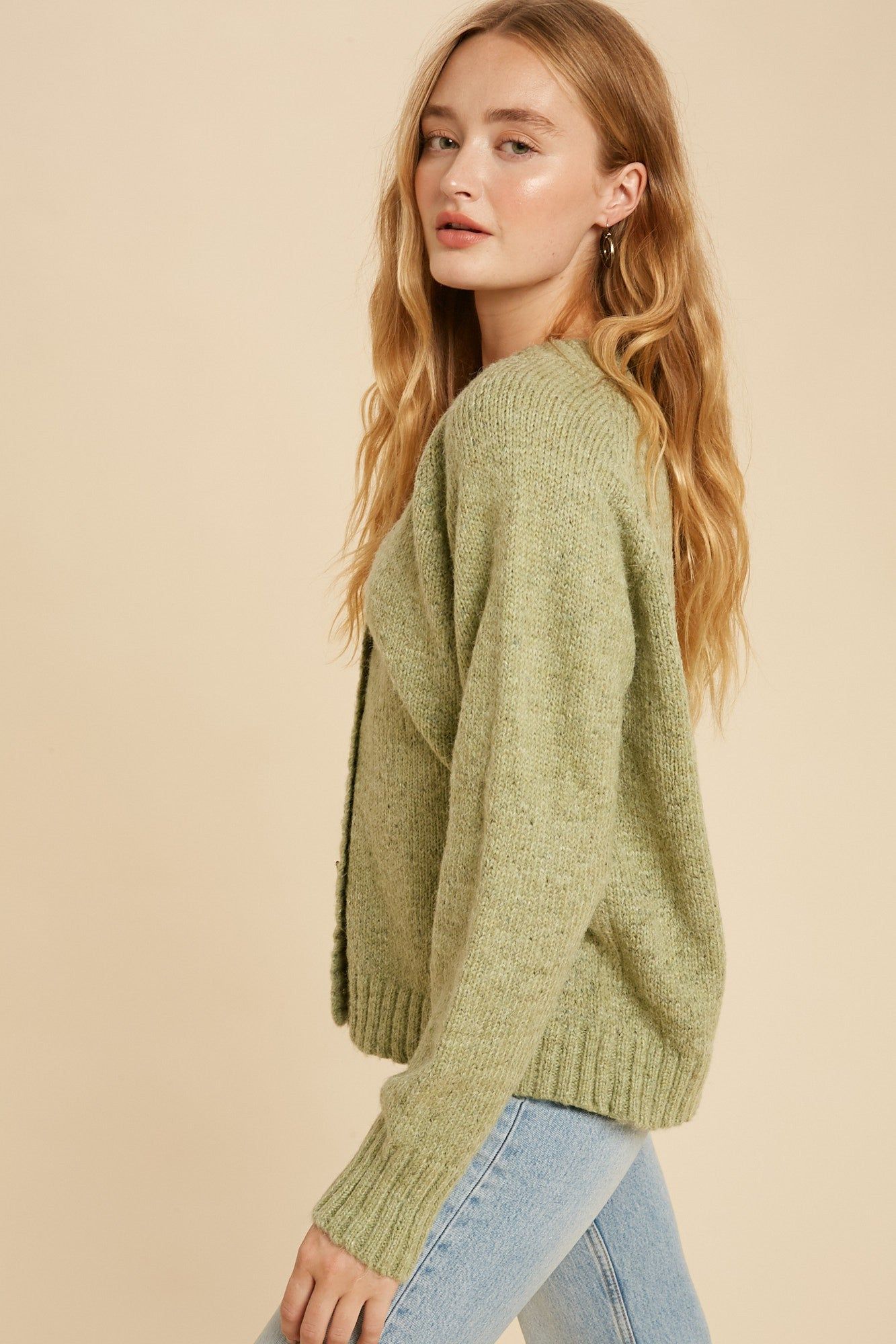 Sage Melange Boyfriend Cardigan sold by Pinkblush product image thumbnail 2
