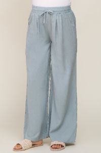 Light Blue Drawstring Wide Leg Maternity Pants sold by Pinkblush
