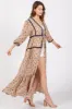 Beige Printed Tie Front Kimono Dress sold by Pinkblush