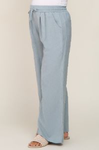 Light Blue Drawstring Wide Leg Maternity Pants sold by Pinkblush