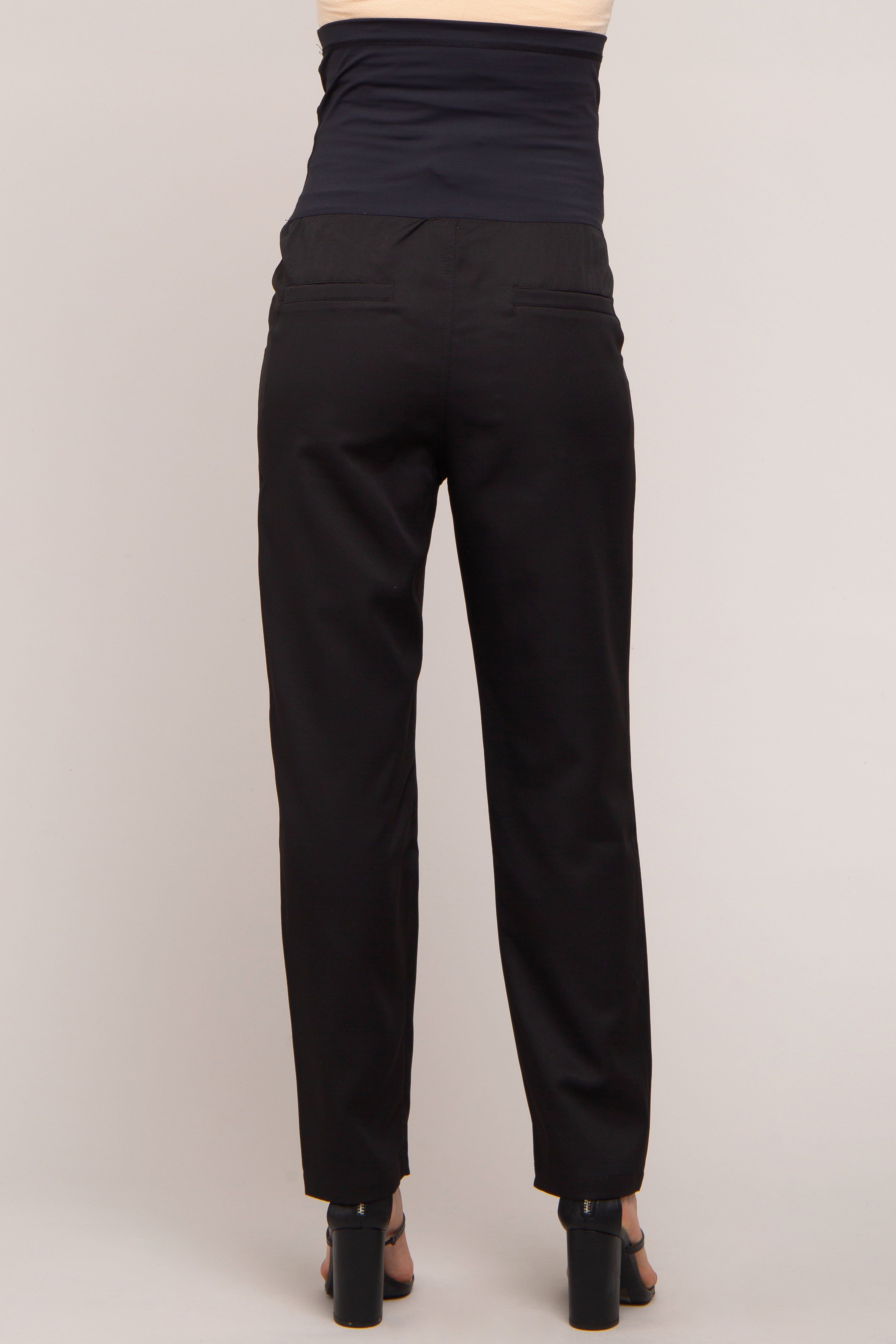 Black Satin Crop Maternity Pants sold by Pinkblush product image thumbnail 5
