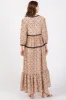 Beige Printed Tie Front Kimono Dress sold by Pinkblush