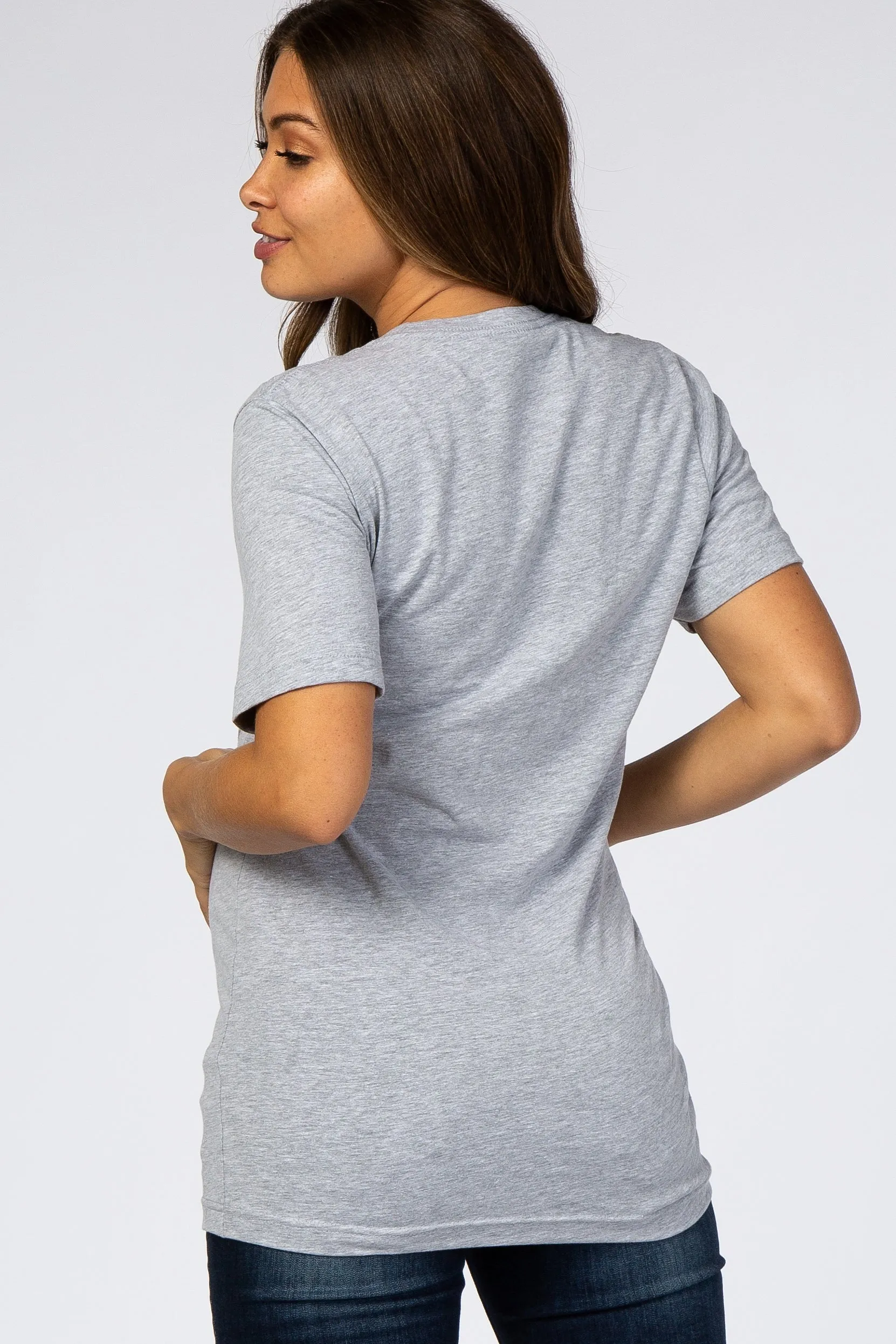 Heather Grey Short Sleeve Maternity Top sold by Pinkblush product image thumbnail 3