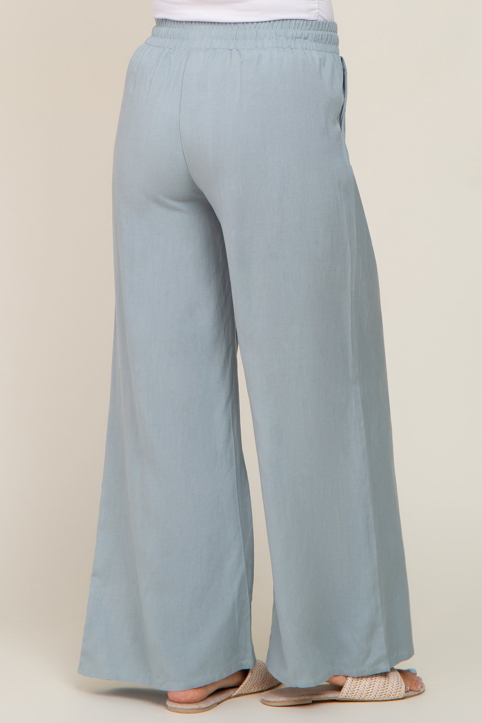 Light Blue Drawstring Wide Leg Maternity Pants sold by Pinkblush product image thumbnail 4