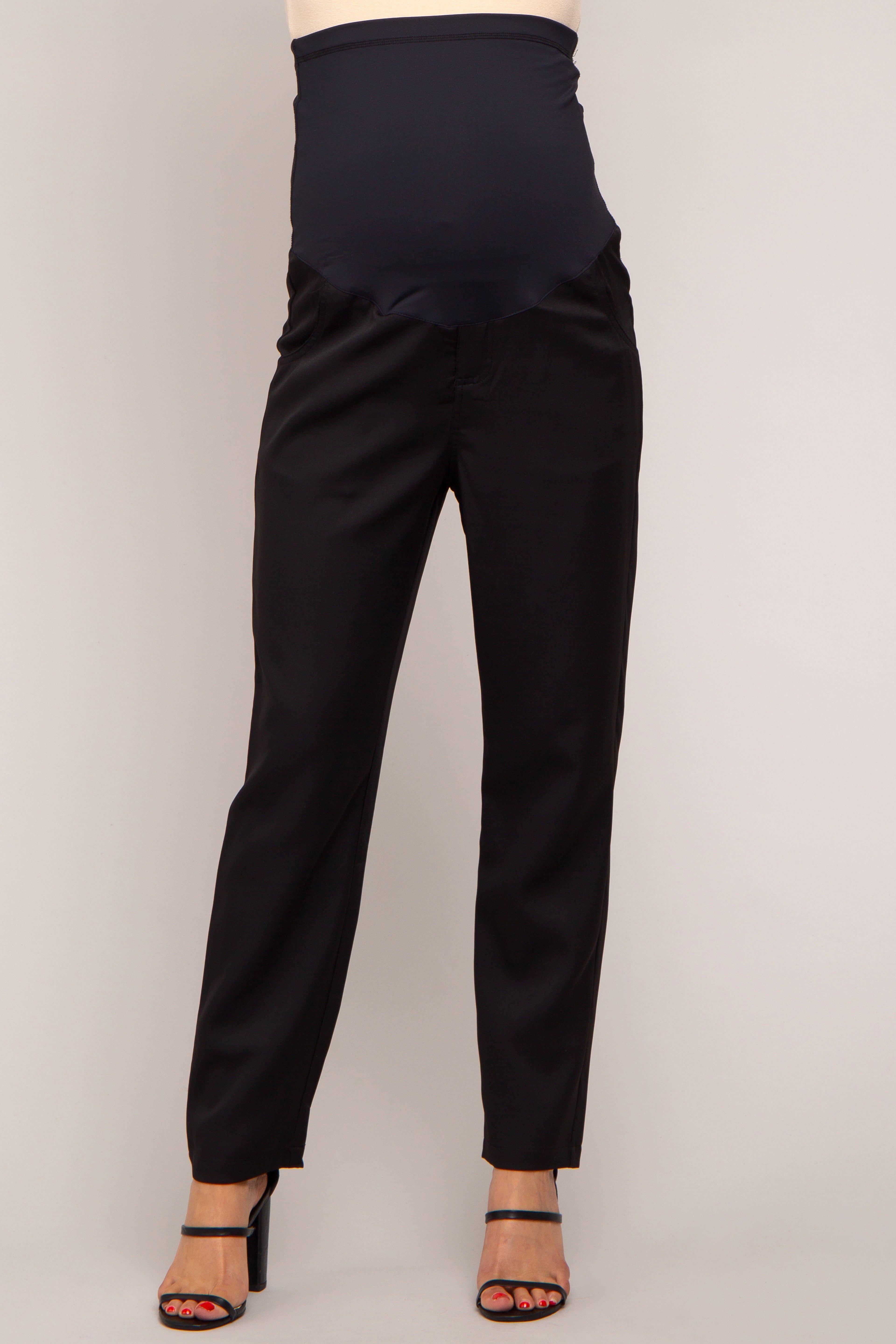 Black Satin Crop Maternity Pants sold by Pinkblush product image thumbnail 3