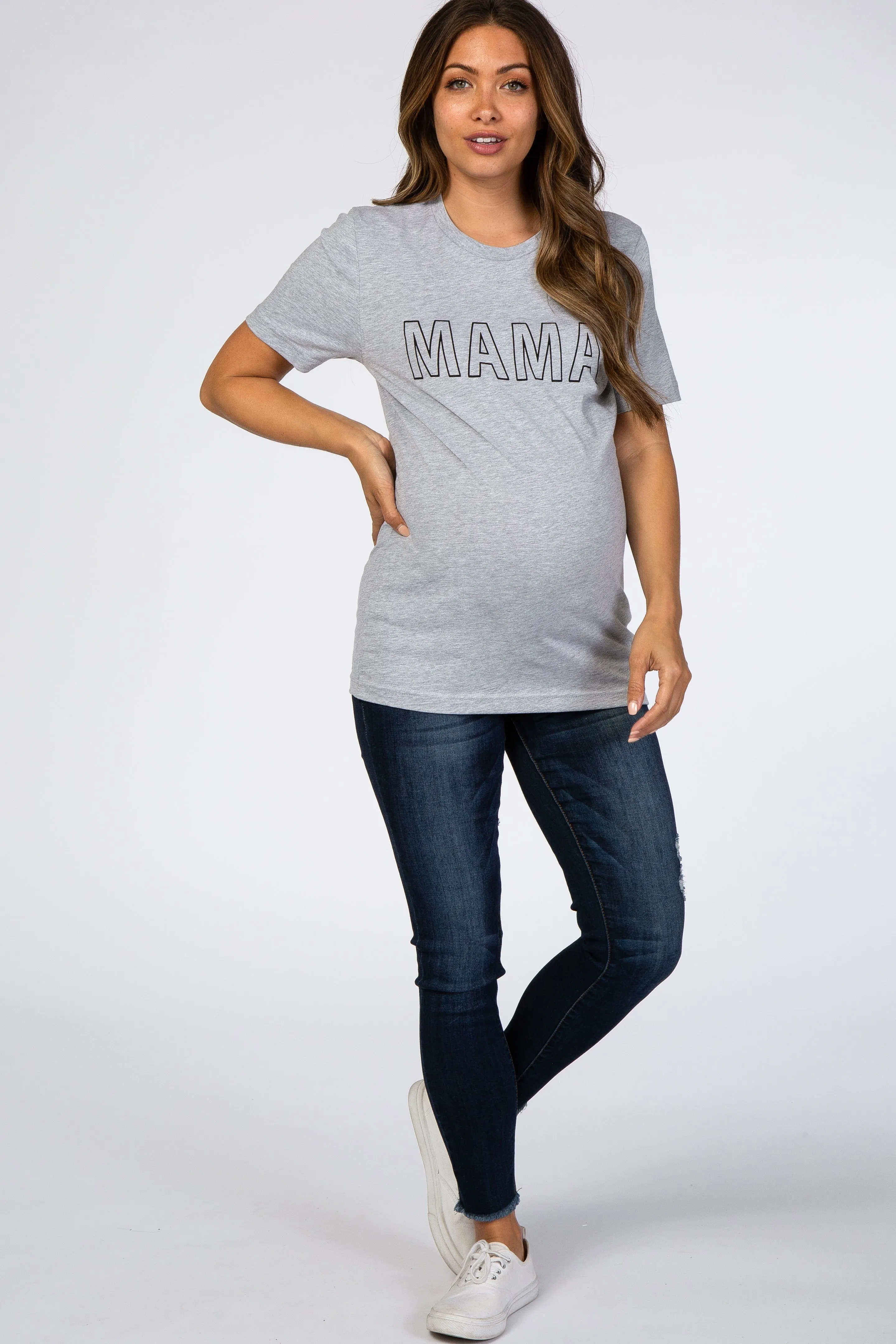 Heather Grey Short Sleeve Maternity Top sold by Pinkblush product image thumbnail 4