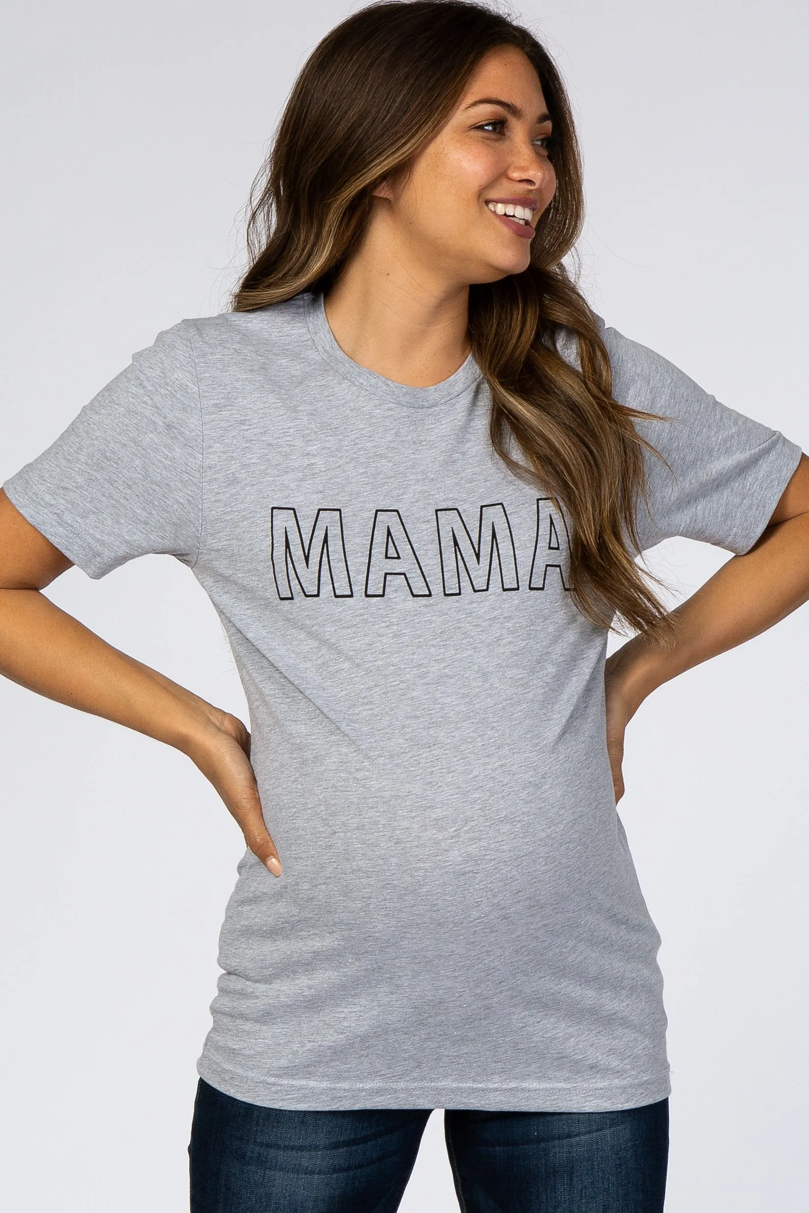Heather Grey Short Sleeve Maternity Top sold by Pinkblush