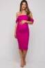 Fuchsia Ruched Off Shoulder Maternity Dress sold by Pinkblush