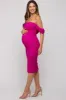 Fuchsia Ruched Off Shoulder Maternity Dress sold by Pinkblush
