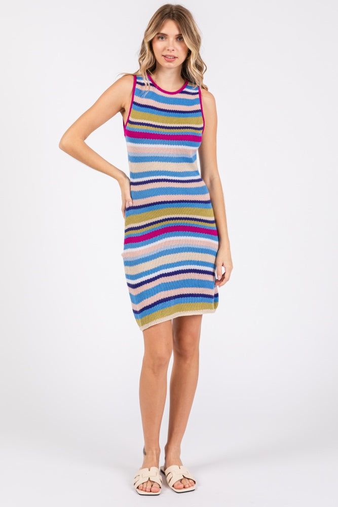 Magenta Striped Sleeveless Sweater Dress sold by Pinkblush product image thumbnail 4