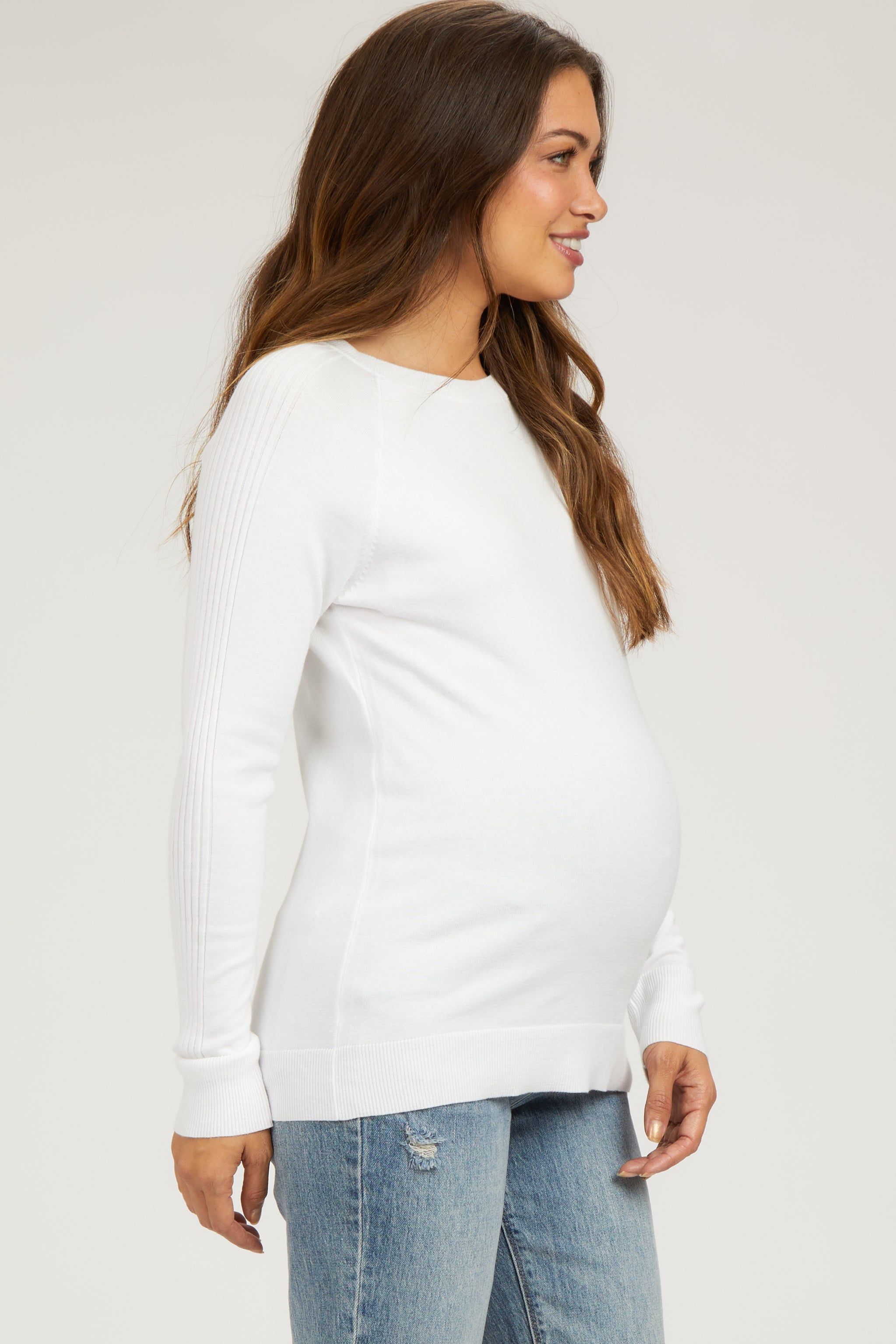 Ivory Knit Long Sleeve Maternity Top sold by Pinkblush product image thumbnail 2