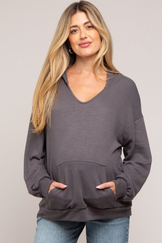 Charcoal Front Pocket Maternity Hoodie sold by Pinkblush