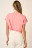 Pink Rolled Cuff Short Sleeve Top sold by Pinkblush