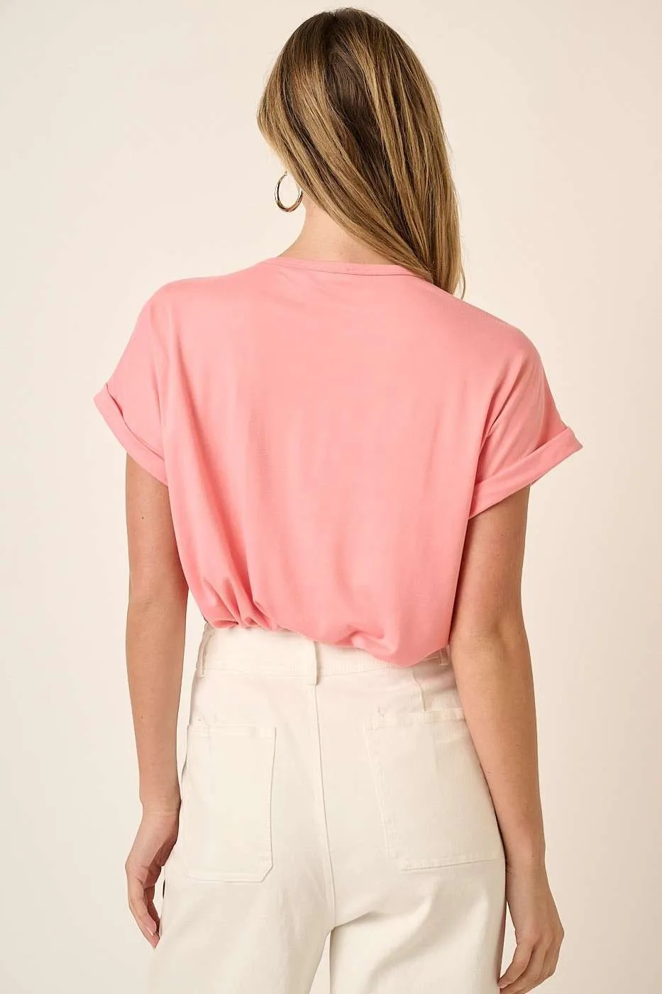 Pink Rolled Cuff Short Sleeve Top sold by Pinkblush product image thumbnail 2