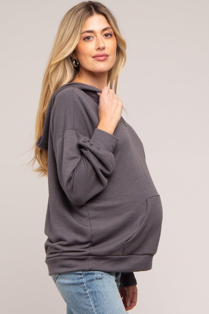 Charcoal Front Pocket Maternity Hoodie sold by Pinkblush product image thumbnail 2