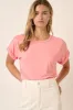 Pink Rolled Cuff Short Sleeve Top sold by Pinkblush