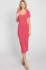 Coral Fitted Midi Dress sold by Pinkblush