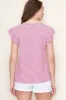 Fuchsia Striped Flutter Sleeve Top sold by Pinkblush