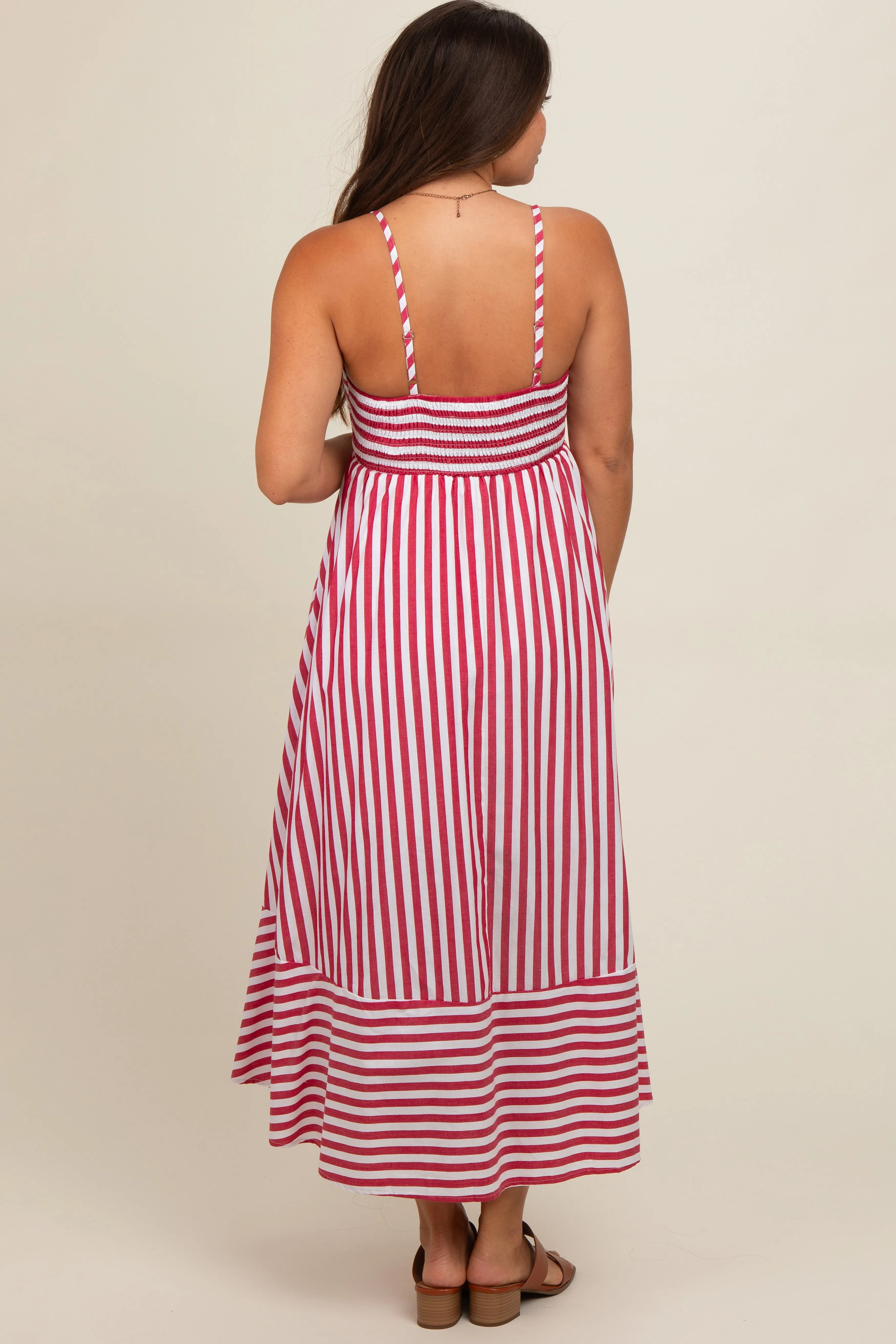 Red Contrast Stripe Maternity Midi Dress sold by Pinkblush product image thumbnail 3