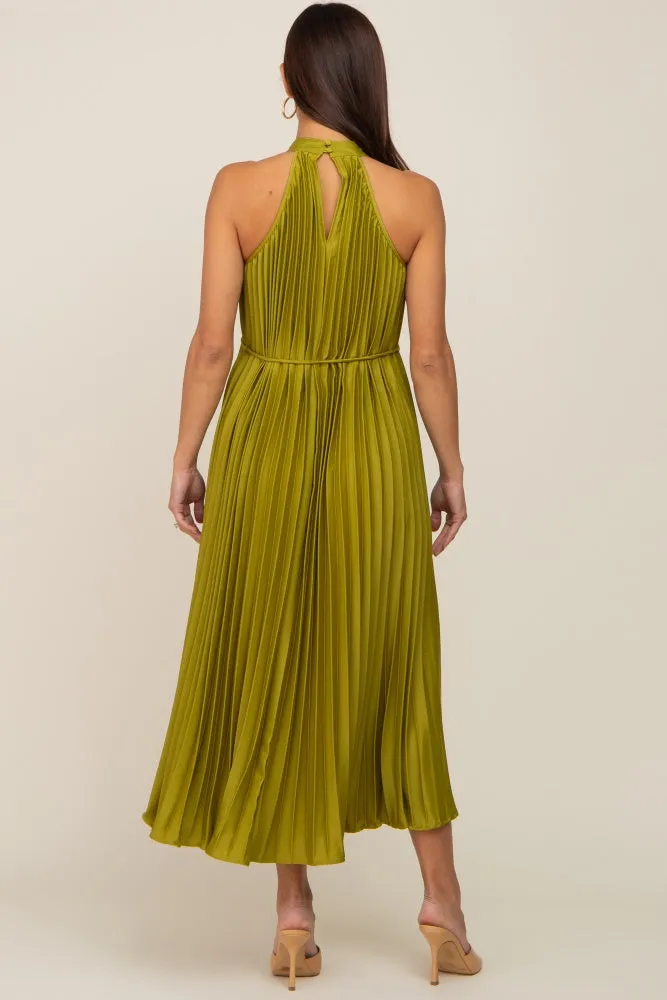 Lime Pleated Maternity Halter Dress sold by Pinkblush product image thumbnail 3