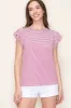 Fuchsia Striped Flutter Sleeve Top sold by Pinkblush