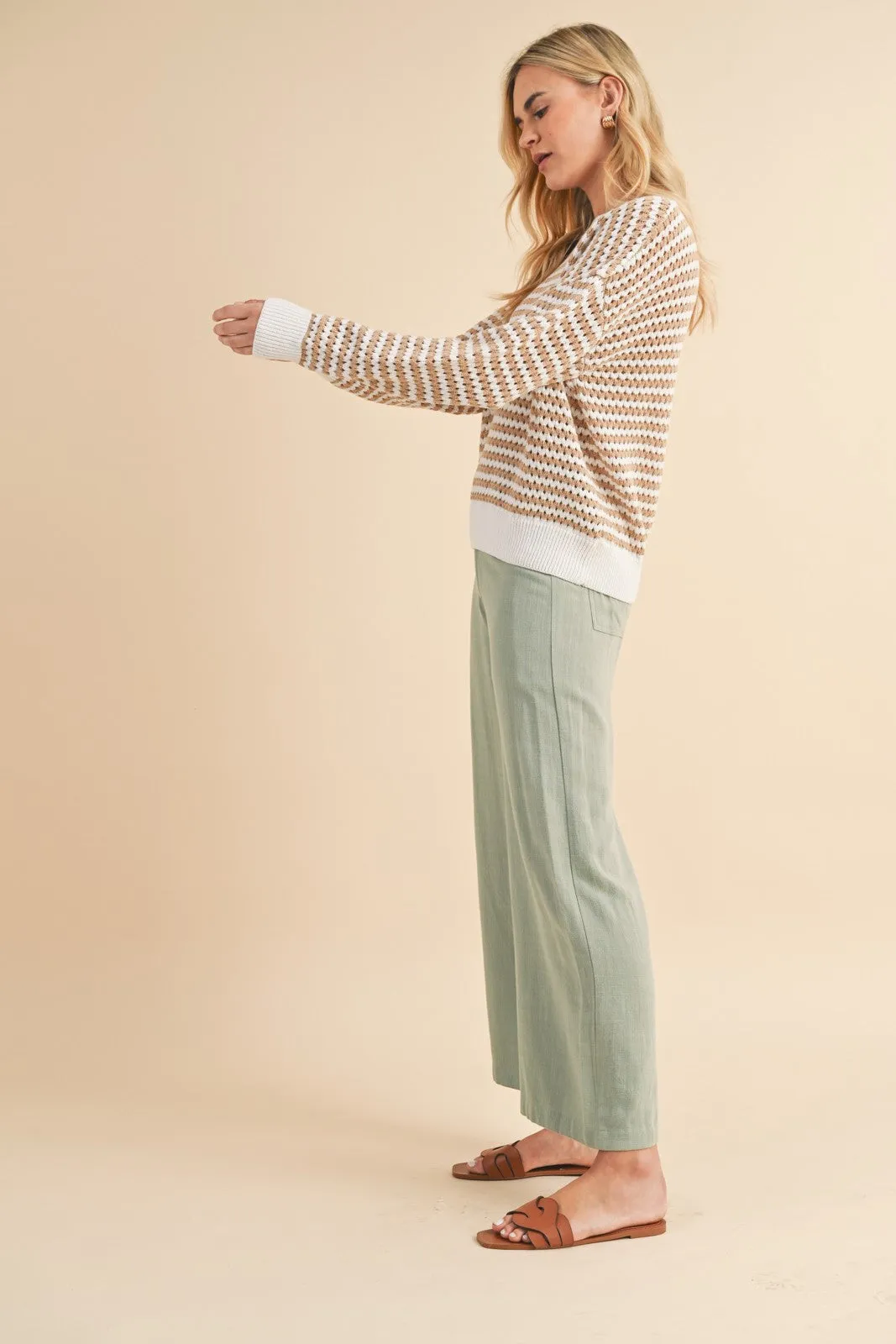 Mocha Striped Crochet Knit Sweater sold by Pinkblush product image thumbnail 3