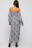 Black Floral Print Off Shoulder Smocked Maternity Maxi Dress sold by Pinkblush