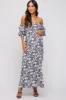 Black Floral Print Off Shoulder Smocked Maternity Maxi Dress sold by Pinkblush