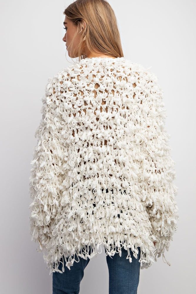 Cream Vintage Shaggy Fur Knit Cardigan sold by Pinkblush product image thumbnail 3